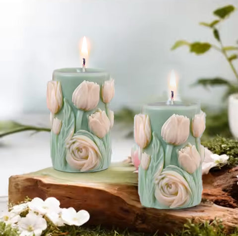 Smello Tulip Garden Candle mould – 3D Floral Silicone mould for Candles, Soap & Resin (SCM 243)