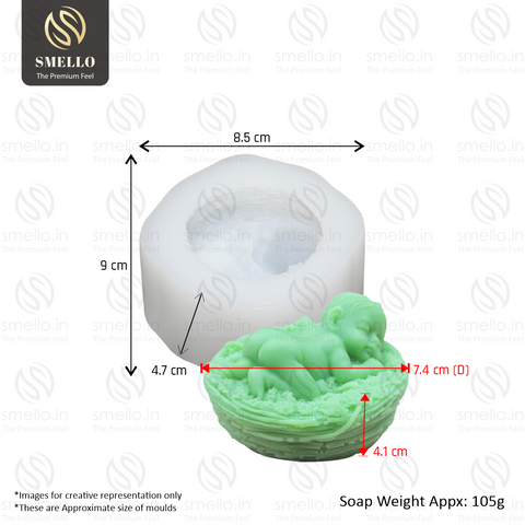 Smello's Relaxed Cute Baby Silicone Mould (BM 107)