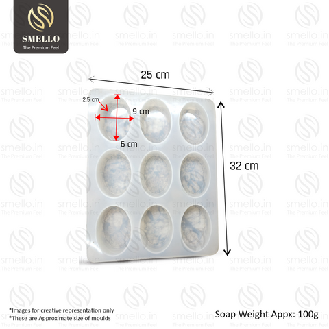 Smello's 9 Cavity Oval Shaped Silicone Mould (BS 127)