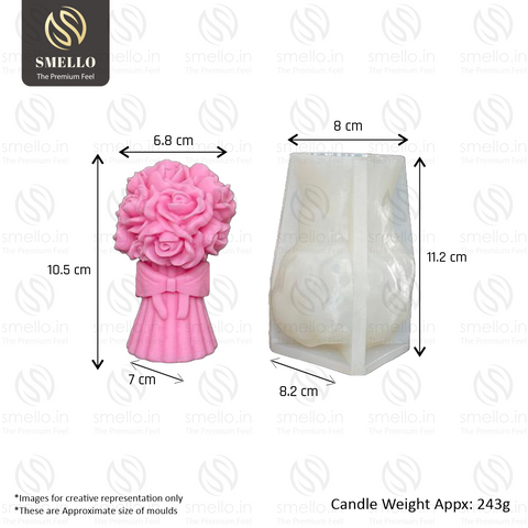 Smello Rose Bouquet Candle mould – 3D Floral Silicone mould for Elegant Wax & Soap Creations (SCM 244)
