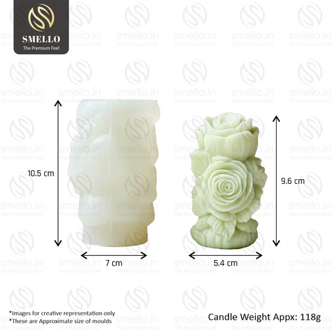 Smello Vertical Rose Tower mould – 3D Floral Silicone mould for Rose Candles, Soap & Resin Art (SCM 250)