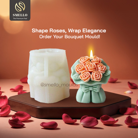 Smello Rose Candle Bouquets with ribbon Silicone mould for Candles, Soap & Resin (SCM 253)