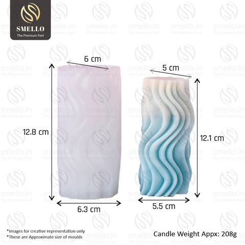 Smello's Wave flow Cylindrical Pillar Candle Silicone Mould (SCM 156)