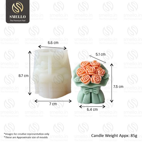 Smello Rose Candle Bouquets with ribbon Silicone mould for Candles, Soap & Resin (SCM 253)