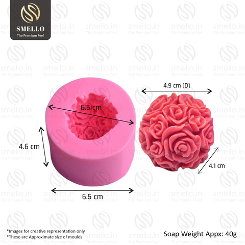 Smello's 3D Rose Floral Shaped Silicone Soap Moulds (SC 103)