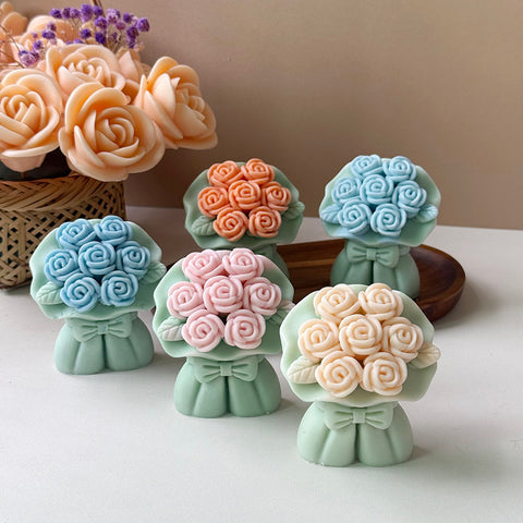 Smello Rose Candle Bouquets with ribbon Silicone mould for Candles, Soap & Resin (SCM 253)