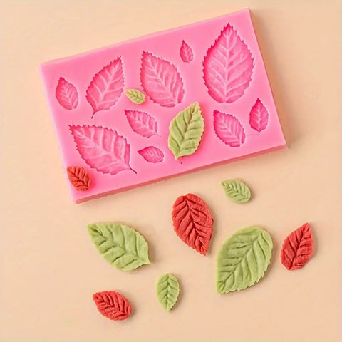 Smello's 12 Cavity Veined Leaves Silicone Fondant Mould (FB 113)