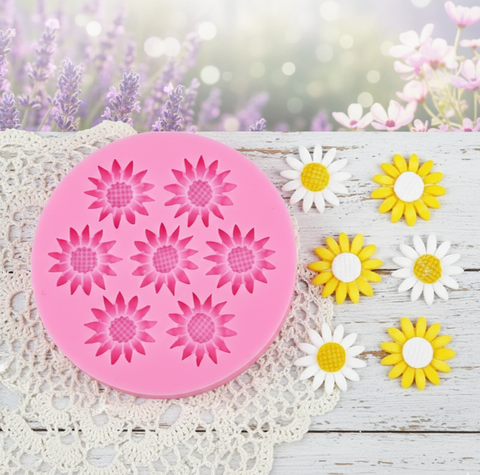 Smello's 7 Cavity Daisy Flower Silicone Fondant Mould (FB 157)