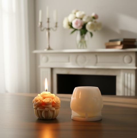 Smello Rose flower Succulent Bud Cylinder Silicone mould for Candles, Soap & Resin (SCM 275)