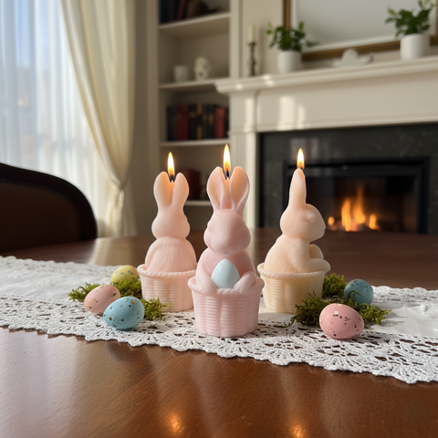 Smello Easter Bunny Holding Egg Silicone mould for Candles, Soap & Resin (SCM 287)