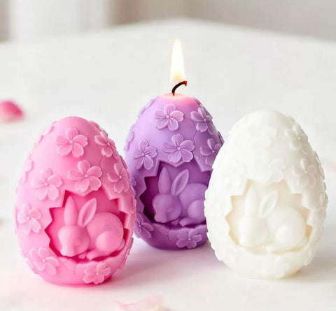 Smello Easter egg with cute Bunny Silicone mould for Candles, Soap & Resin (SCM 285)