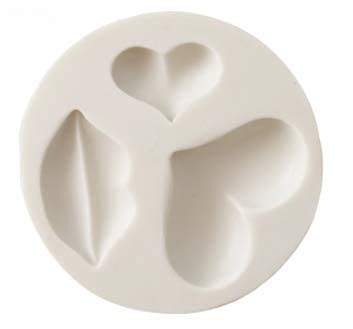 Smello's 3 Cavity Heart and Lips Silicone Fondant Mould (FB 111)