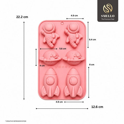 Smello's 6 Cavity Astronaut Rocket Kids Special Silicone Mould (KS 118)
