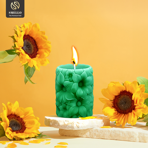 Smello 3D Floral Cylinder Silicone mould – Flower Candle mould for DIY Scented Candles, Soaps & Resin (SCM 240)