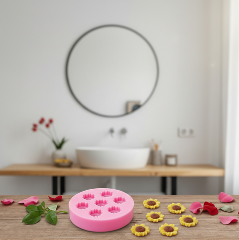 Smello's 7 Cavity Daisy Flower Silicone Fondant Mould (FB 157)