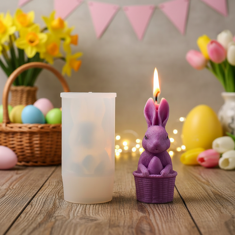 Smello Easter Bunny Holding Egg Silicone mould for Candles, Soap & Resin (SCM 287)