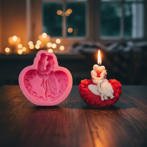 Smello 3D Heart and Cute Couple Silicone mould for Candles, Soap & Resin (SCM 278)