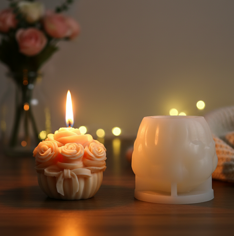 Smello Rose flower Succulent Bud Cylinder Silicone mould for Candles, Soap & Resin (SCM 275)