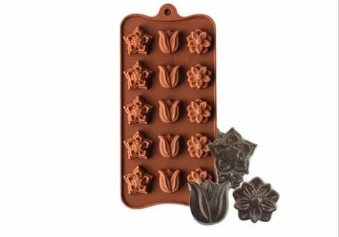 Smello's 15 Cavity Flower Design Chocolate Silicone Moulds (CHM 112)