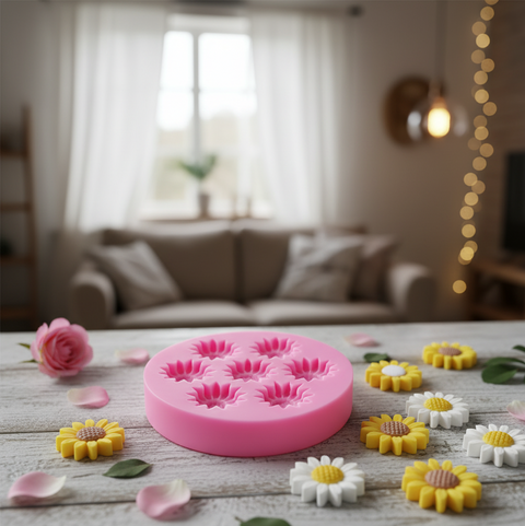 Smello's 7 Cavity Daisy Flower Silicone Fondant Mould (FB 157)