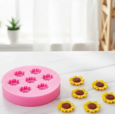Smello's 7 Cavity Sunflower Flower Silicone Fondant Mould (FB 158)
