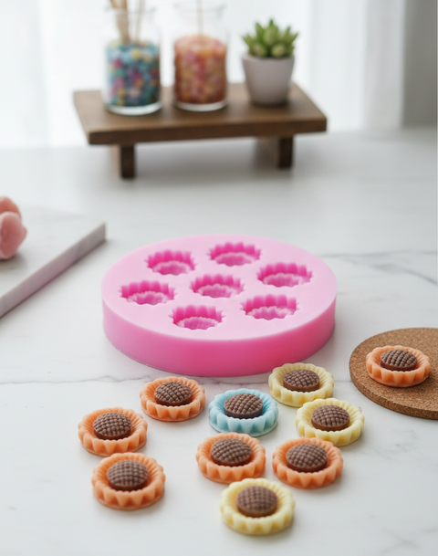 Smello's 7 Cavity Mini Sunflower Flower Silicone Fondant Mould (FB 159)