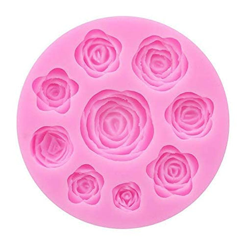 Smello's 9 Cavity Rose Shaped Flowers Silicone Fondant Mould (FB 106)