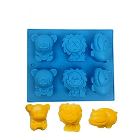 Smello's 6 Cavity Animal Lion Bear Buffalo Kids Special Silicone Mould (KS 102)