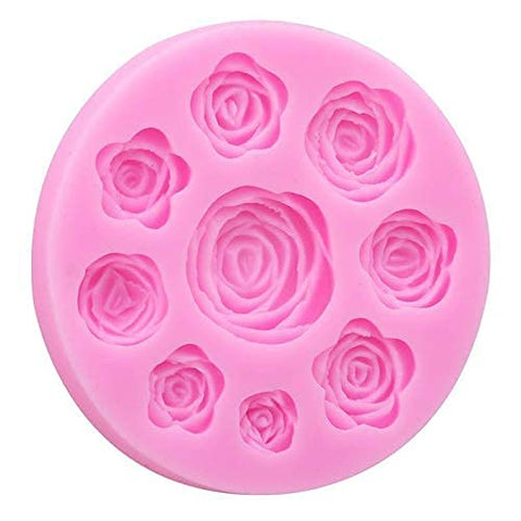 Smello's 9 Cavity Rose Shaped Flowers Silicone Fondant Mould (FB 106)