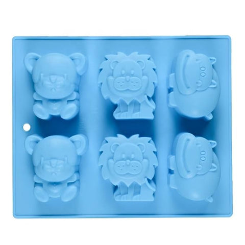 Smello's 6 Cavity Animal Lion Bear Buffalo Kids Special Silicone Mould (KS 102)