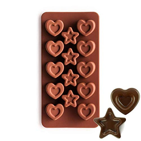 Smello's 14 Cavity Star and Heart Chocolate Silicone Moulds (CHM 115)