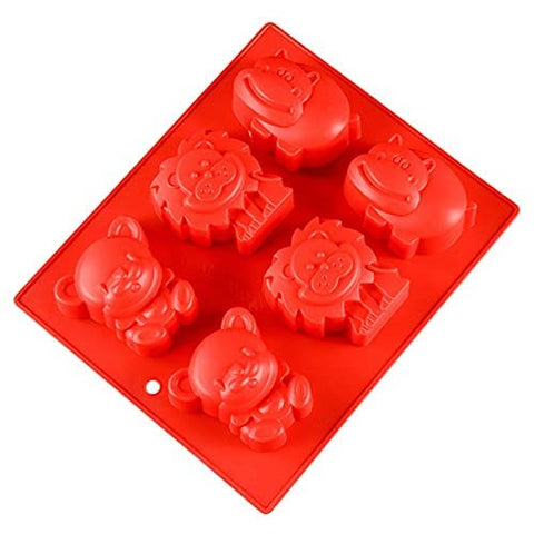 Smello's 6 Cavity Animal Lion Bear Buffalo Kids Special Silicone Mould (KS 102)