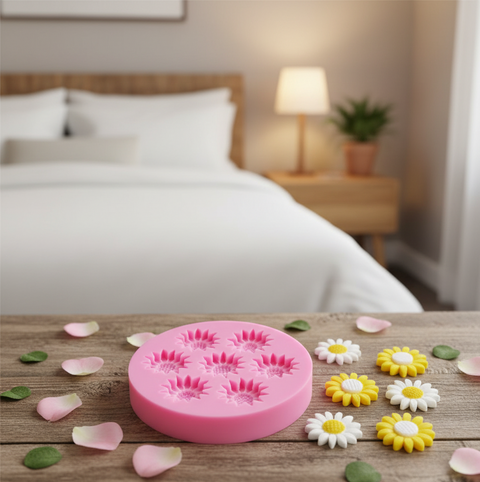 Smello's 7 Cavity Daisy Flower Silicone Fondant Mould (FB 157)
