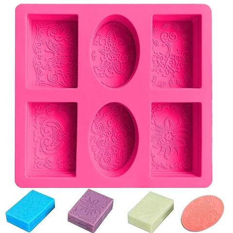 Smello's 6 Cavities Oval and Rectangle Silicone 3D Multi Cavity Mould (MC 118)