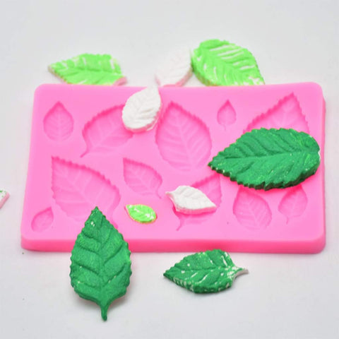 Smello's 12 Cavity Veined Leaves Silicone Fondant Mould (FB 113)