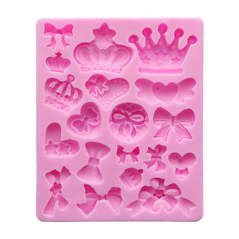 Smello's 19 Cavity Queen Bows Princess Silicone Fondant Mould (FB 105)