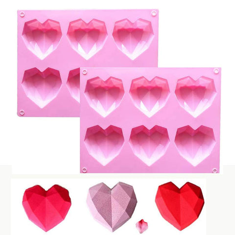 Smello's 6 Cavity Diamond Heart Silicon Moulds (BS 118)