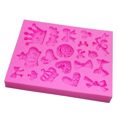 Smello's 19 Cavity Queen Bows Princess Silicone Fondant Mould (FB 105)