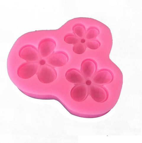 Smello's 3 Cavity Cute Flowers Silicone Fondant Mould (FB 118)