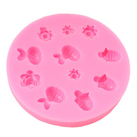 Smello's 11 Cavity Honeybee and Flowers Silicone Fondant Mould (FB 121)