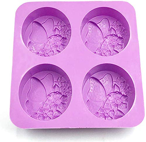 Smello's 4 Cavity Oval Butterfly Flower Silicone 3D Multi Cavity Mould (MC 109)