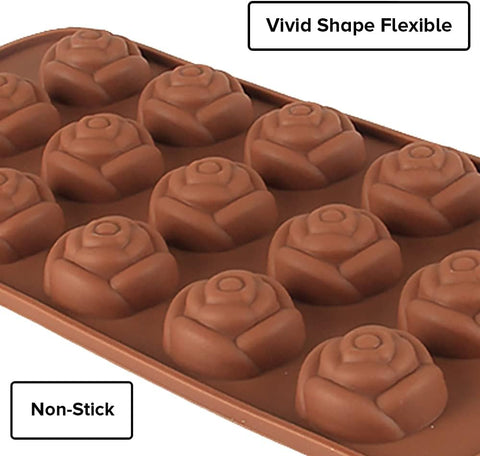 Smello's 15 Rose Flower Design Chocolate Silicone Moulds (CHM 114)