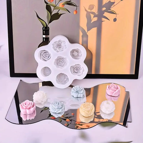 Smello's 7 Cavity 3D Rose Flower Silicone Fondant Mould (FB 139)