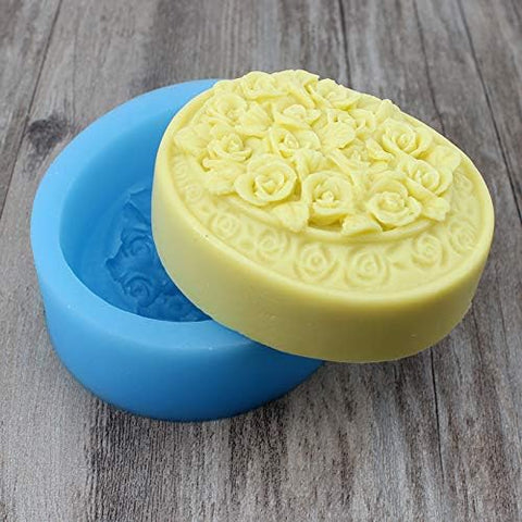 Smello's Oval Rose Embossed Floral Silicone Soap Moulds (SC 106)