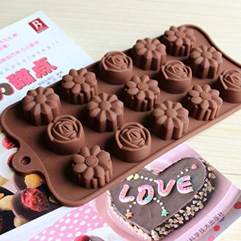 Smello's 15 Cavity Different Flowers Chocolate Silicone Moulds (CHM 142)