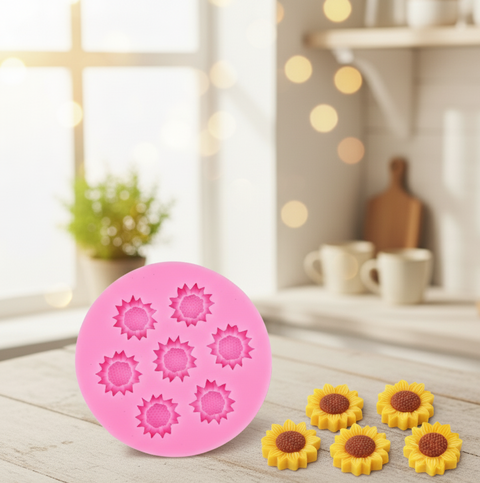 Smello's 7 Cavity Sunflower Flower Silicone Fondant Mould (FB 158)