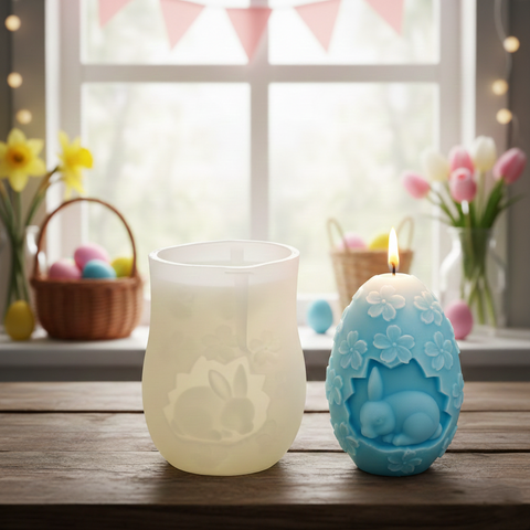 Smello Easter egg with cute Bunny Silicone mould for Candles, Soap & Resin (SCM 285)