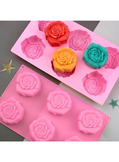 Smello's 6 Cavity Rose Silicone Floral Mould (FM 101)