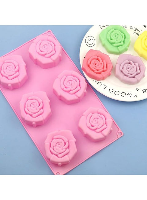 Smello's 6 Cavity Rose Silicone Floral Mould (FM 101)