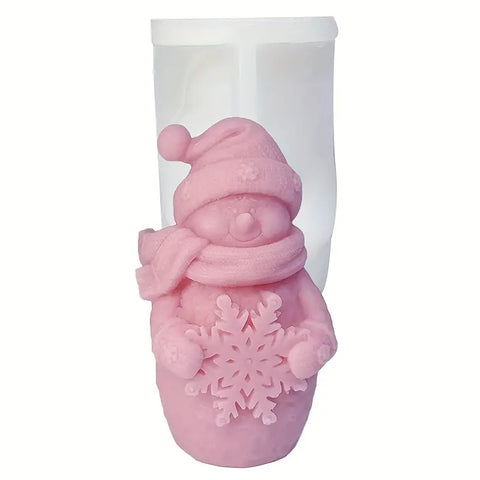 Smello's Santa Claus Holding Snowflake Candle Silicone Mould (SCM 214)